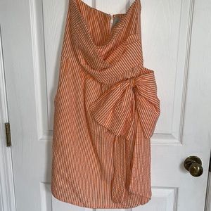 Judith March Orange Seersucker Strapless Dress